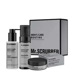 Набір для догляду шкіри Mr.SCRUBBER Deep Cleaning & Care: Пінка для вмивання Mr.SCRUBBER Men`s Care Routin 150 мл + Зволожувальна есенція-тонер Mr.SCRUBBER Men`s Care Routin 150 мл + Вугільний скраб Mr.SCRUBBER Men`s Care Routine 100 мл