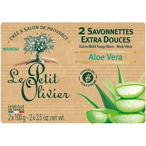 Мило екстраніжне Le Petit Olivier 100% vegetal oils soap з Алое Вера 2х100 г (3549620005097)