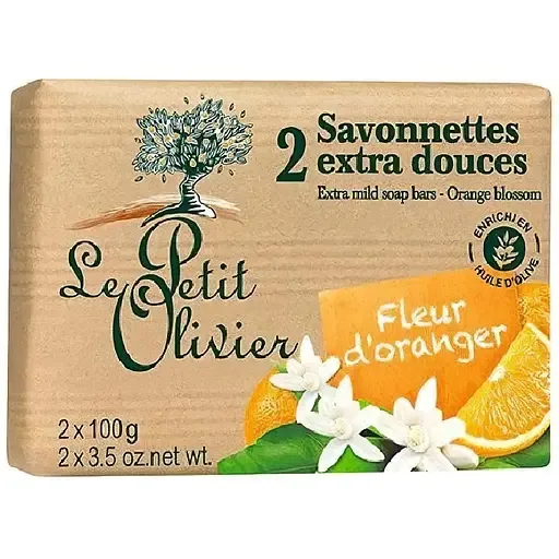 Мило екстраніжне Le Petit Olivier 100% vegetal oils soap квіти апельсина 2х100 г (3549620005035)