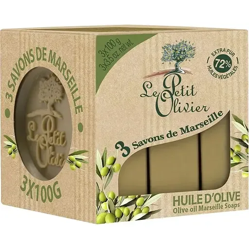 Марсельське мило Le Petit Olivier 100% оливкова олія 3x100 gr (3549620005851)