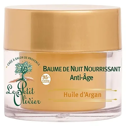 Нічний бальзам для обличчя Le Petit Olivier Organic Care, антивіковий, з аргановим маслом, 50 мл (3549620033137)