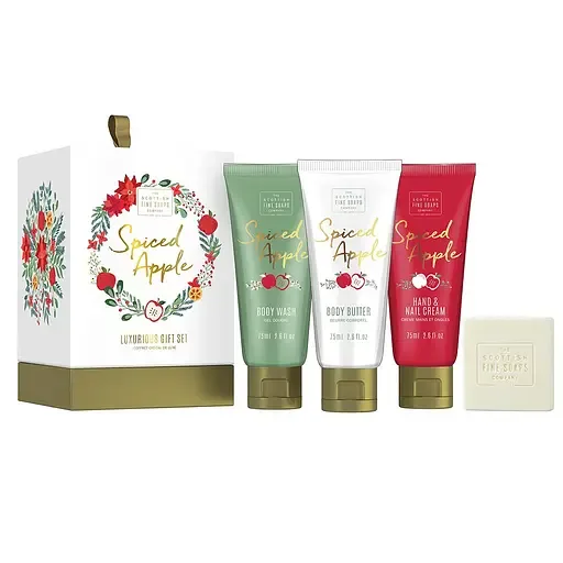 Подарунковий набір Scottish Fine Soaps Spiced Apple Luxurious Gift Set Пряне яблуко: Крем для душу, 75 мл + Крем для рук, 75 мл + Масло для тіла, 75 мл + Тверде мило, 40 г (120074)