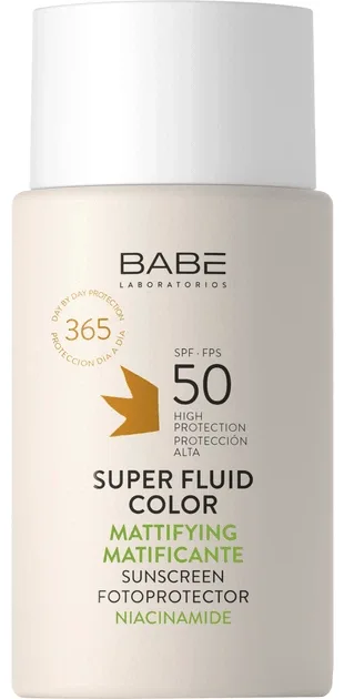 Сонцезахисний матуючий супер флюїд BABE Laboratorios Sun Protection ВВ з тонуючим ефектом SPF 50, 50 мл