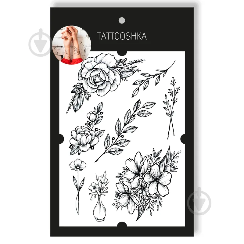 Тату тимчасове Tattooshka Дика троянда з гілочками