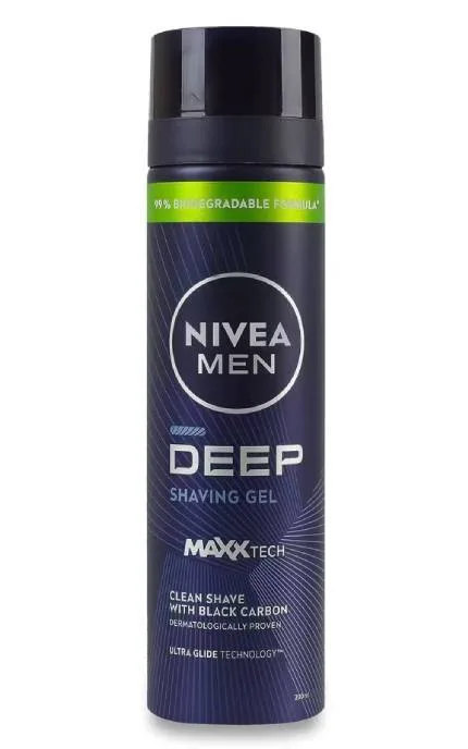 Гель для гоління Nivea Men Deep з активним вугіллям ультрагладке ковзання 200 мл