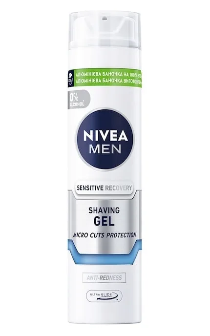 Гель для гоління чоловічий Nivea Men відновлюючий для чутливої шкіри без вмісту спирту 200 мл
