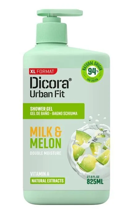 Гель для душу Dicora Urban Fit Живильний з вітаміном А Молоко та диня 825 мл