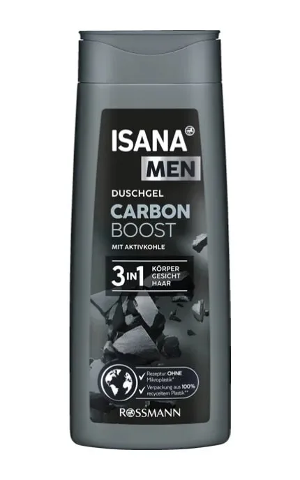 Гель для душу Isana Men Carbon Boost 3в1 300 мл