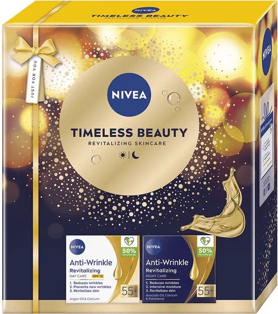 Подарунковий набір NIVEA Timeless Beauty 55+: крем денний 50 мл, крем нічний 50 мл