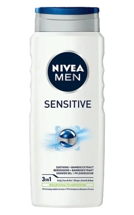 Гель для душу 3в1 чоловічий Sensitive, 500 мл Nivea (393757627)