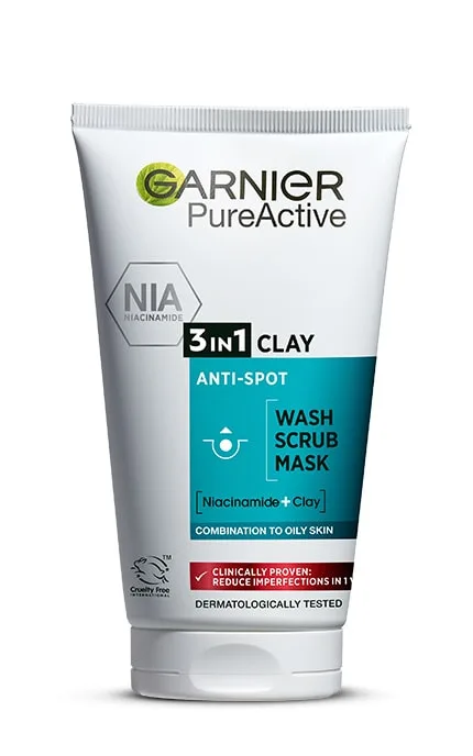 Гель скраб маска 3 в 1 для обличчя Garnier Skin Naturals Чиста шкіра 150 мл