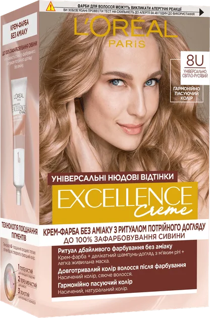 Фарба для волосся L'Oréal Paris Excellence Crème (відтінок 8U) Універсальний світло-русявий