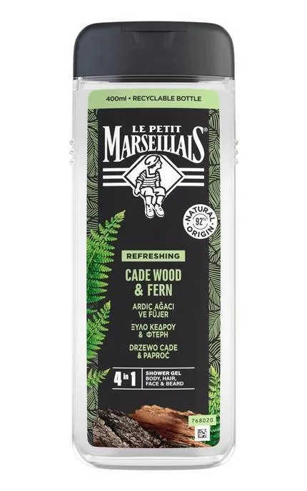 Гель-шампунь для чоловіків Le Petit Marseillais 4 в 1 Ялівець та екстракт папороті 400 мл