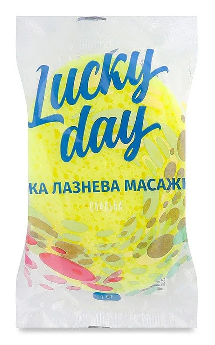Губка банна масажна в асортименті Lucky Day Овальна 1 шт