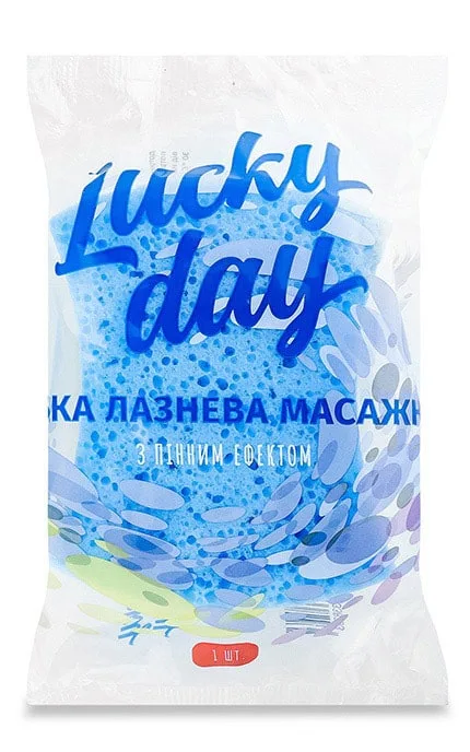 Губка лазнева масажна з пінним ефектом в асортименті Lucky Day 1 шт