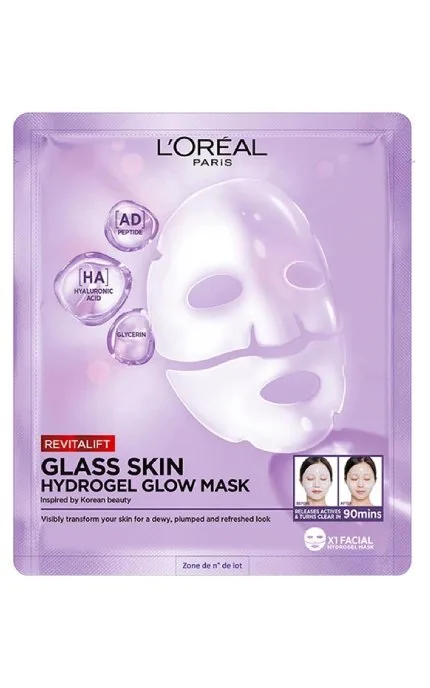 Гідрогелева маска L'Oreal Paris Revitalift Filler Glass Skin для надання сяяння шкірі обличчя 25 г
