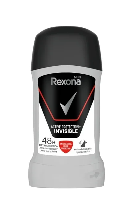 Дезодорант-стік Rexona Антибактеріальний і Невидимий на чорному та білому 50 мл