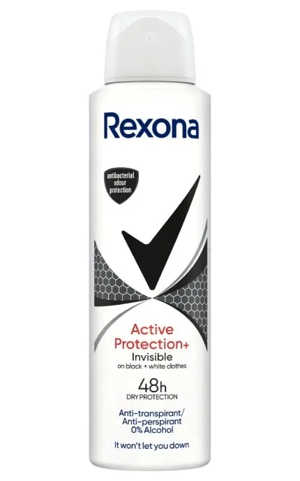 Дезодорант-спрей Rexona Антибактеріальний Невидимий на чорному та білому 150 мл