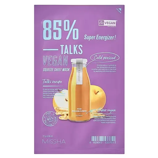 Тканина маска Missha Talk Vegan Squeeze Super Energizer, 27