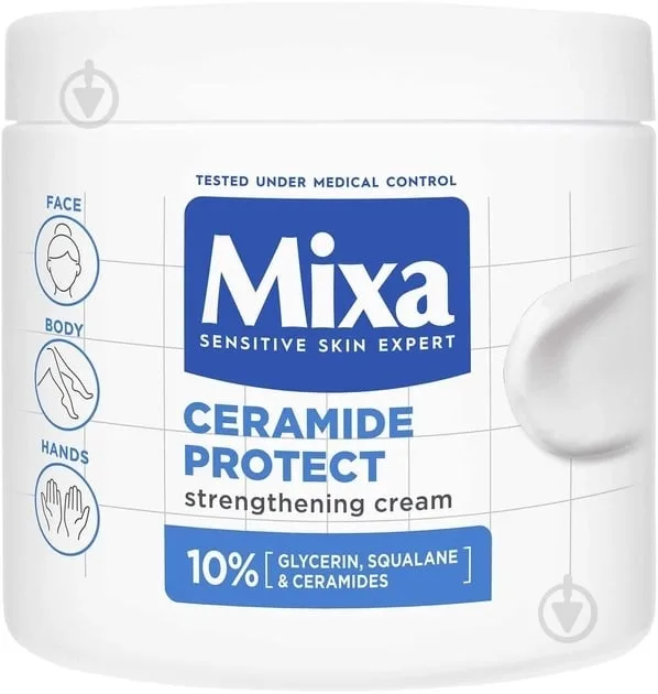 Крем Mixa Ceramide Protect для сухої шкіри обличчя, тіла та рук 400 мл