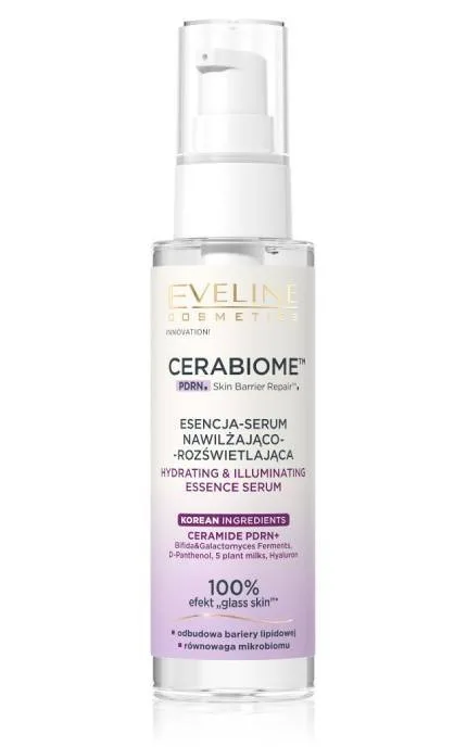 Зволожувальна есенція-сироватка для обличчя Eveline Cosmetics Cerabiome для сяяння шкіри 100 мл