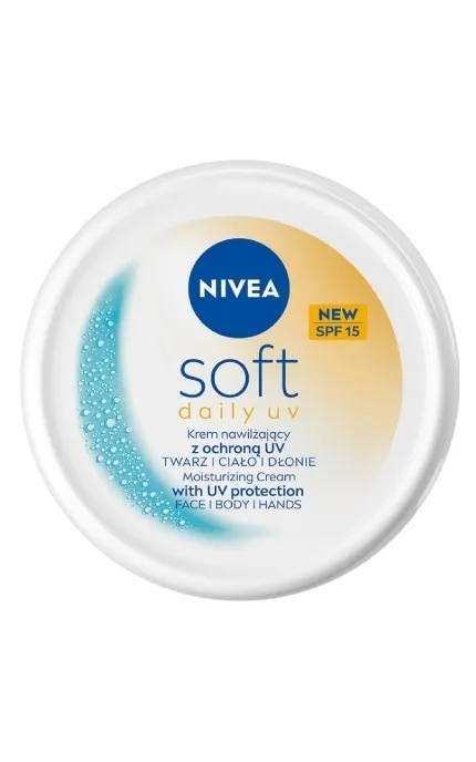 Крем NIVEA Soft для обличчя рук та тіла щоденний зволожувальний з SPF 15, 100 мл