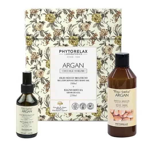 Подарунковий набір для тіла Phytorelax Argan Гель для душу, 250 мл + Олія для тіла, волосся та обличчя, 100 мл (6029158)