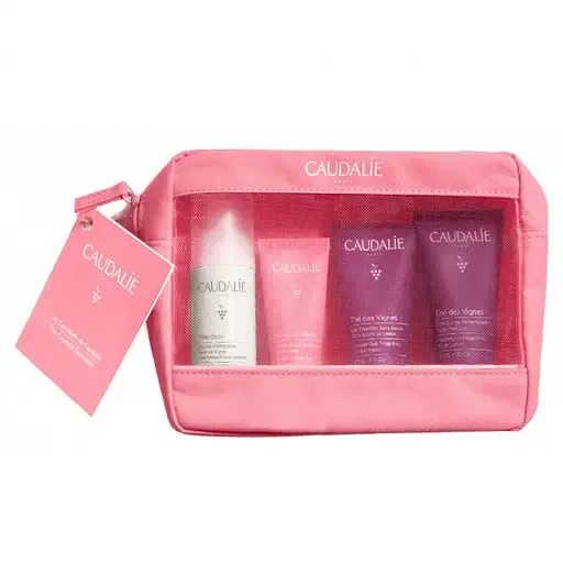 Набір Caudalie Vinosource-Hydra Summer Set: Мус для очищення обличчя Vinoclean Fleur de Vigne, 50 мл + Зволожуючий гель для обличчя Vinosource, 15 мл + Поживний лосьйон для тіла Thé des Vignes, 30 мл + Гель для душу Thé des Vignes, 30 мл (2832)