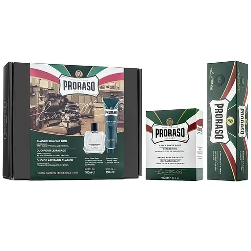 Подарунковий набір для гоління Proraso: Крем з евкаліптовою олією та ментолом 150 мл + Бальзам після гоління з евкаліптовою олією та ментолом 100 мл