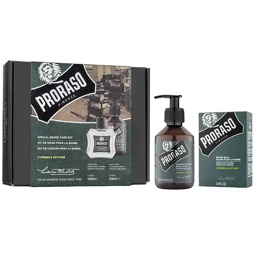 Подарунковий набір для догляду за бородою Proraso Cypress & Vetyver Шампунь 200 мл + Бальзам 100 мл