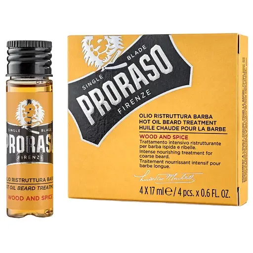 Гаряча олія для бороди Proraso hot oil beard Wood&Spice 68 мл (4 шт. х 17 мл)