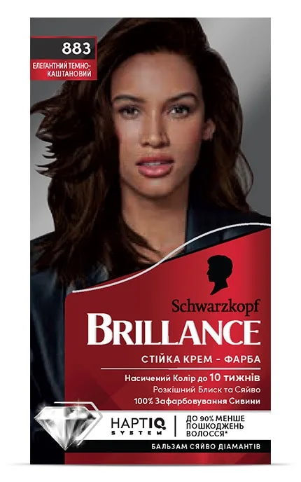 Крем-фарба cтійка для волосся Schwarzkopf Brillance 883 Елегантний темно-каштановий 1 шт