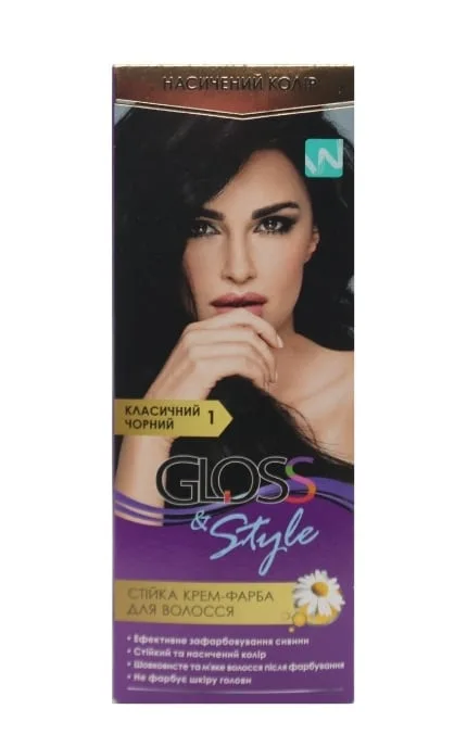 Крем-фарба для волосся Gloss&Style 1 Класичний чорний 130 мл
