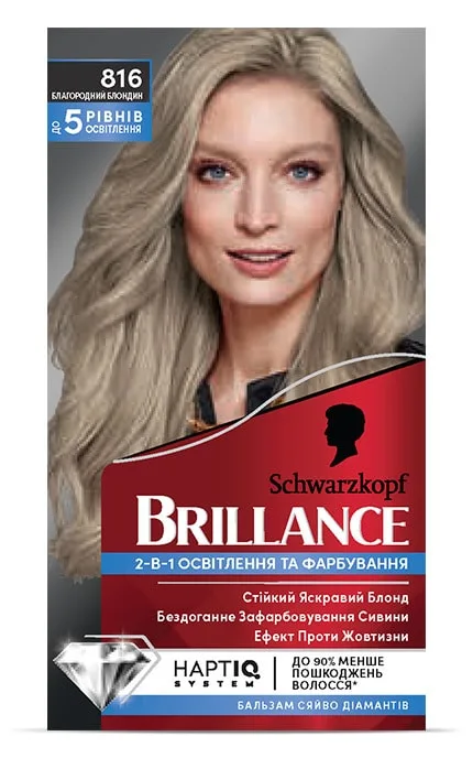 Крем-фарба cтійка для волосся Schwarzkopf Brillance 816 Благородний Блондин 1 шт