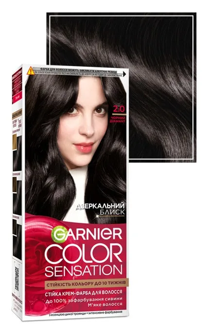 Крем-фарба для волосся стійка Garnier Color Sensation відтінок 2.0 Чорний діамант 1 шт