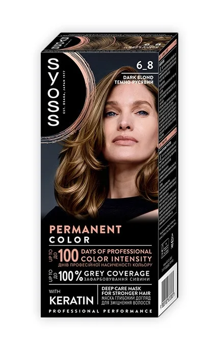 Крем-фарба для волосся Syoss Permament Coloration тон 6-8 Темно-русявий 115 мл