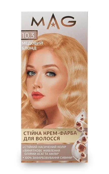 Крем-фарба для волосся стійка M.A.G. відтінок 10.3 медовий блонд 120 мл