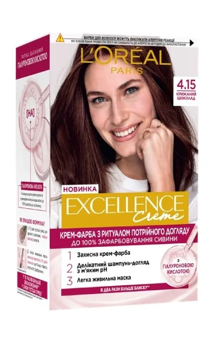 Крем-фарба для волосся стійка L’Oreal Paris Excellence Creme відтінок 4.15 морозний шоколад 1 шт