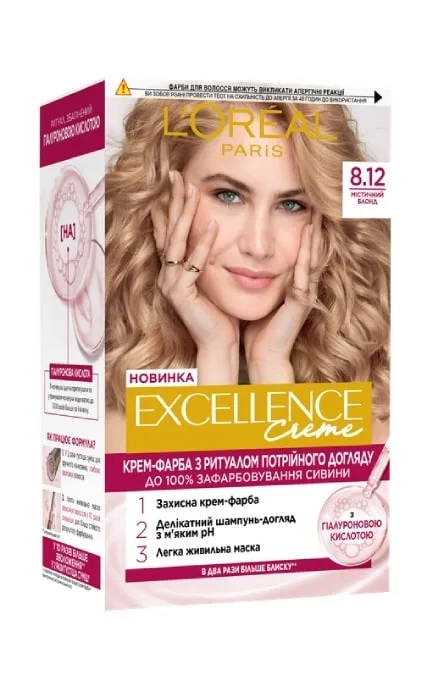 Крем-фарба для волосся стійка L’Oreal Paris Excellence Creme відтінок 8.12 містичний блонд 1 шт
