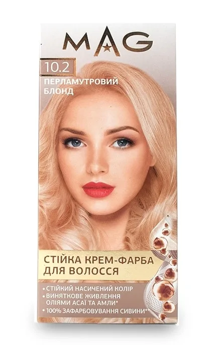 Крем-фарба для волосся стійка M.A.G. відтінок 10.2 перламутровий блонд 120 мл