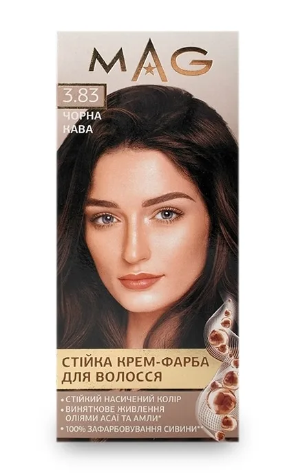Крем-фарба для волосся стійка M.A.G. відтінок 3.83 чорна кава 120 мл