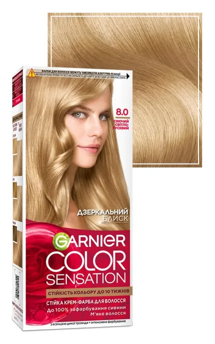 Крем-фарба для волосся стійка Garnier Color Sensation відтінок 8.0 сяючий світло-русявий 1 шт