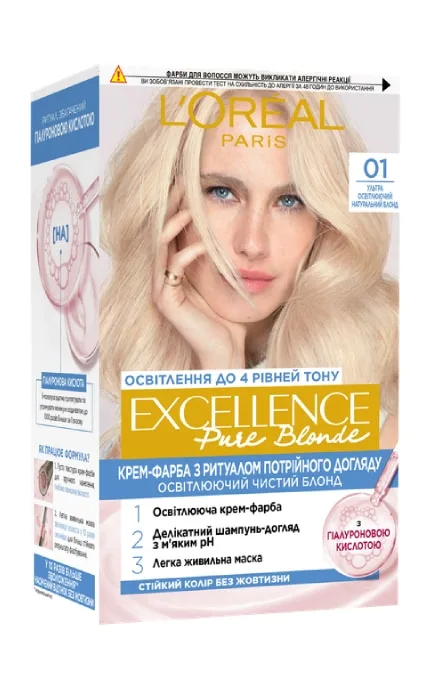 Крем-фарба для волосся стійка L’Oreal Paris Excellence Creme відтінок 01 супер освітлюючий русявий натуральний 1 шт