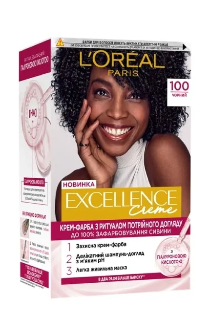Крем-фарба для волосся стійка L’Oreal Paris Excellence Creme відтінок 100 чорний 1 шт