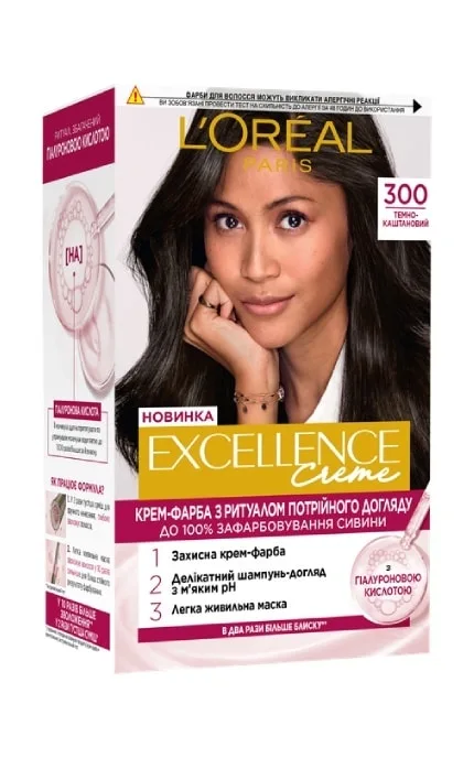 Крем-фарба для волосся стійка L’Oreal Paris Excellence Creme відтінок 300 темно-каштановий 1 шт
