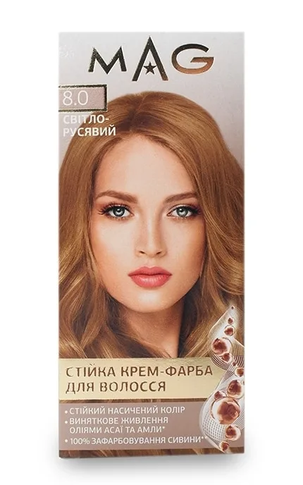 Крем-фарба для волосся стійка M.A.G. відтінок 8.0 світло-русявий 120 мл