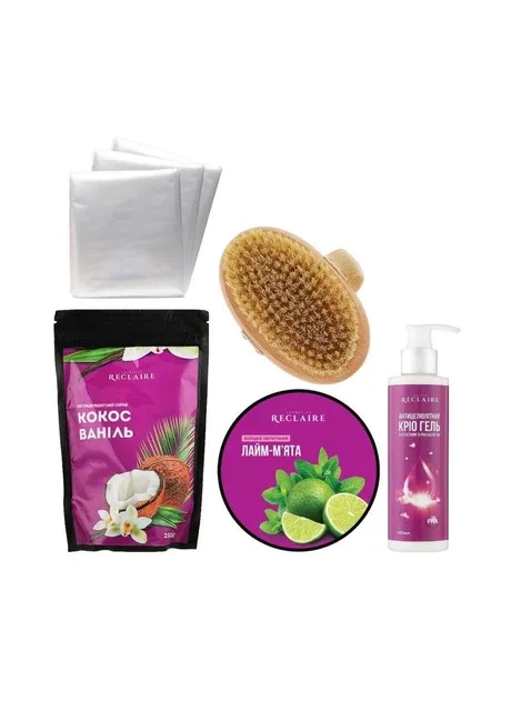 Літній антицелюлітний набір Summer Anti-cellulite box+3 пари штанів для обгортання Reclaire cosmetics (371798086)