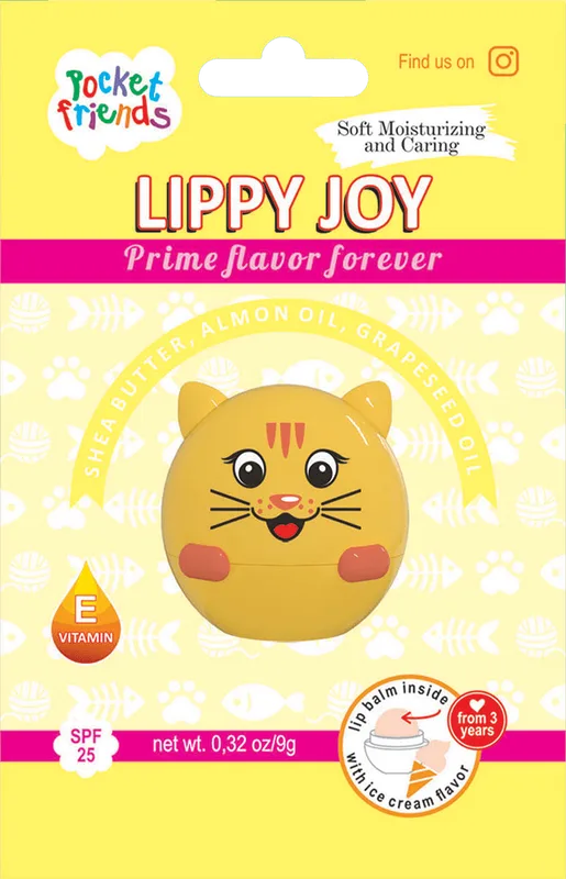 Бальзам для губ Lippy JOY POCKET FRIENDS котик морозиво 9 г