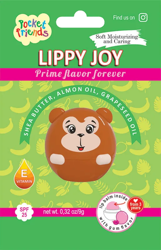 Бальзам для губ Lippy JOY Pocket Friends з ароматом бабл гам 9 г