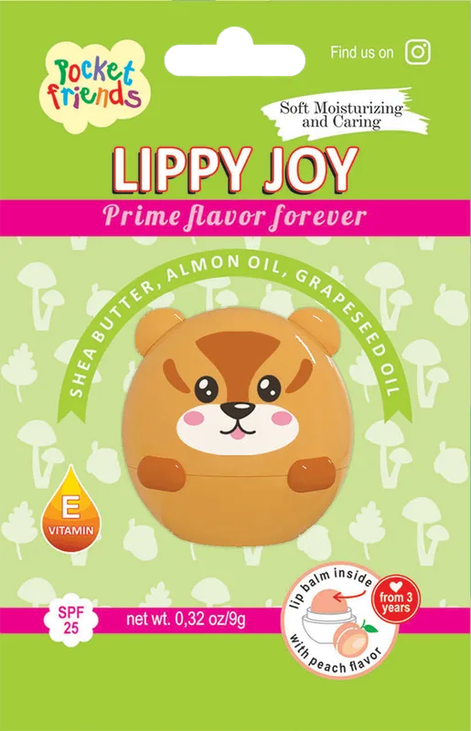 Бальзам для губ Lippy JOY POCKET FRIENDS бурундучок персик 9 г